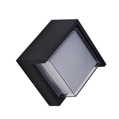 Geometric Aluminum LED Sconce Lamp Simplicity Matte Black Wall Light with Acrylic Shade for Patio
