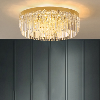 Gold Round Ceiling Light Fixture Simplicity Crystal Flushmount Lighting for Bedroom