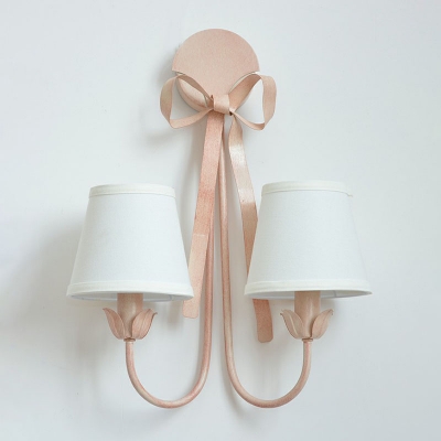 Light-Pink Bowknot Wall Sconce Creative 1 Head Iron Wall Mounted Light for Girls Bedroom