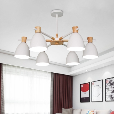 Living Room Semi Flush Chandelier Nordic Style Ceiling Mount Light with Bell Metal Shade