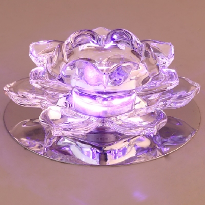 Lotus Corridor LED Ceiling Mounted Lamp Crystal Modern Flush Mount Spotlight in Clear