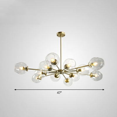 Metal Radial Chandelier Lighting Nordic Style Hanging Lamp with Glass Shade for Restaurant