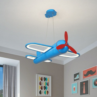 Metallic Airplane Chandelier Lighting Kids LED Pendant Light Fixture for Playroom
