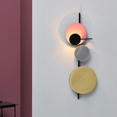 Metallic Circular LED Wall Mount Light Simplicity Wall Light Fixture for Living Room