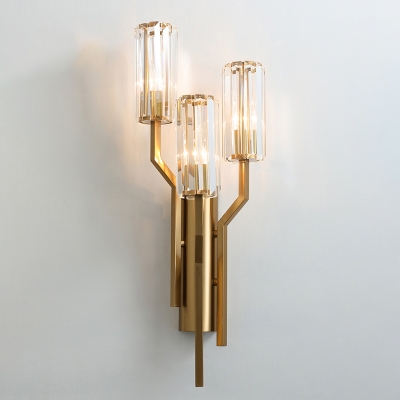 Postmodern Geometric Wall Mount Light Cut-Crystal Living Room Sconce Lamp in Gold