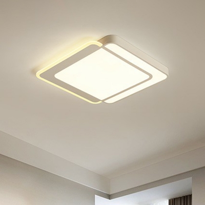 Rectangle LED Ceiling Flush Light Modern Acrylic Living Room Flush Mounted Lamp in White
