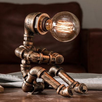 Robot Thinker Metal Night Lamp, Industrial Night Table Lamps