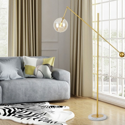 Sphere Shade LED Stand Up Lamp Contemporary Handblown Glass Single Living Room Floor Lighting