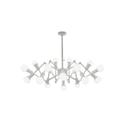 Spider Iron Chandelier Lighting Nordic Style 16-Light Restaurant Pendant Light in White