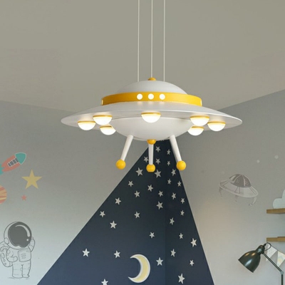 UFO Kids Bedroom Chandelier Light Metallic Creative LED Pendant Lighting Fixture