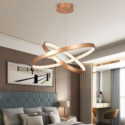Acrylic Layered Ring Chandelier Lighting Simplicity Gold LED Pendant Light Fixture