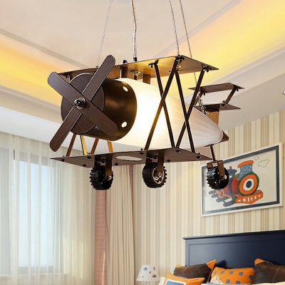 Aircraft Shape Child Room Chandelier Lighting Metallic Kids Style LED Pendant Light