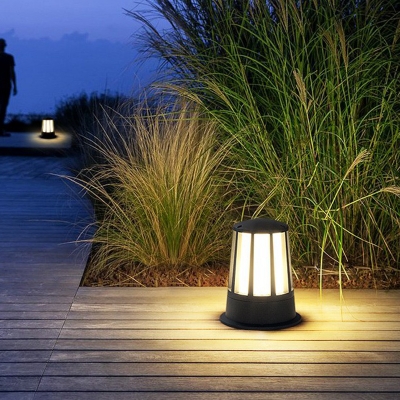 Aluminum Tapered Lawn Lamp Modern Single-Bulb Matte Black Ground Light for Courtyard