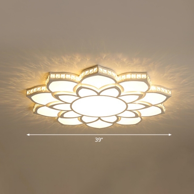 Clear Crystal Flower Ceiling Lamp Contemporary LED Flush Mount Light with Acrylic Shade for Bedroom