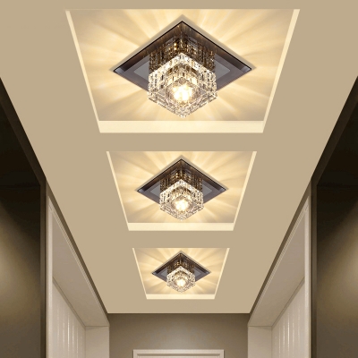 Cut Crystal Square LED Flush Mount Spotlight Modern Style Ceiling Flush Light for Passageway