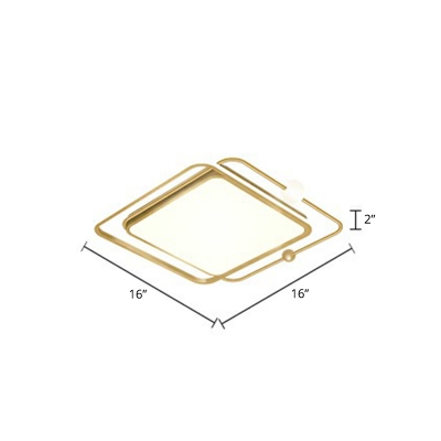 Geometric Shape LED Ceiling Lighting Simple Metal Gold Finish Flush Mount Light for Living Room