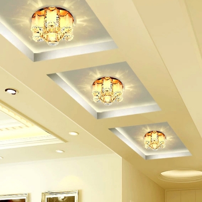 Hallway LED Flush Mount Lighting Modern Ceiling Fixture with Flower Crystal Shade