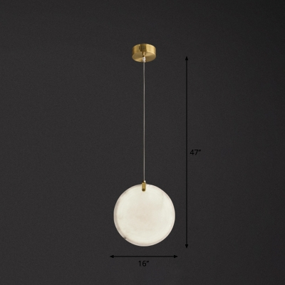 Ivory Disc Shaped Hanging Light Simplicity 1 Head Marble LED Ceiling Pendant for Dining Room