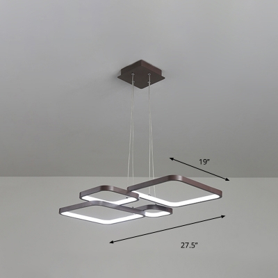Metal Geometric Shape LED Suspension Light Nordic Style Chandelier Light in Coffee