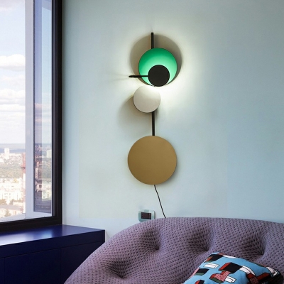 Metallic Circular LED Wall Mount Light Simplicity Wall Light Fixture for Living Room