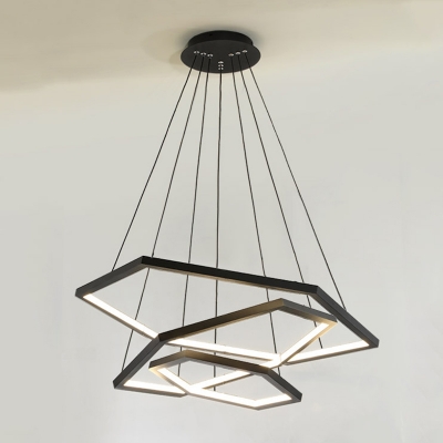 Minimalist Layered Shape Chandelier Lighting Metallic Dining Room LED Pendant Light