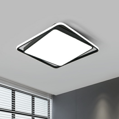 Minimalistic Geometric Flush Mount Fixture Acrylic Living Room LED Ceiling Mount Light in Black