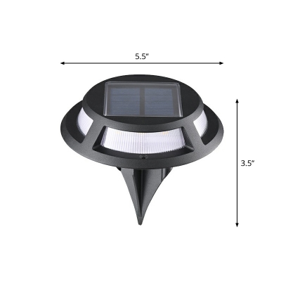 Modern Round Solar Ground Lamp Aluminum Garden LED Lawn Light with Stake in Black
