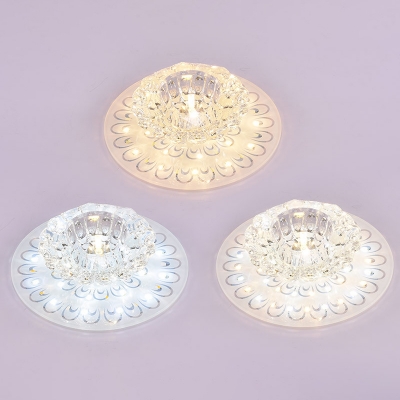 Modern Style Blooming Flush Light Clear Crystal Passageway LED Ceiling Mount Light