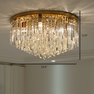 Modern Style Ceiling Flush Light Round Flush-Mount Light with Crystal Shade for Bedroom