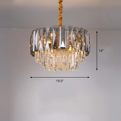 Modern Style Tiered Pendant Chandelier Clear and Smokey Crystal Bedroom Pendant Light Fixture