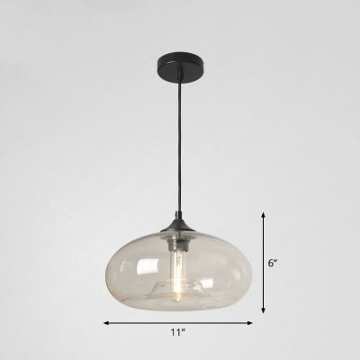 Multi-Color Glass Oval Pendant Lighting Nordic Single Black Ceiling Lamp for Dining Room