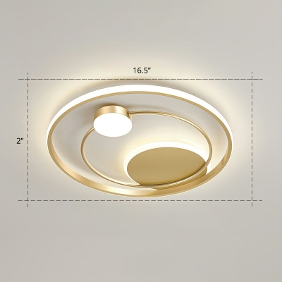 Orbit Flush-Mount Light Fixture Postmodern Metal Bedroom Ceiling Mount Lamp in Gold