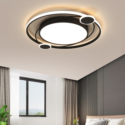 Planet Orbit Bedroom Flush Light Acrylic Modern Style LED Flush Ceiling Light in Black