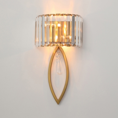 Prismatic Crystal Arched Wall Lamp Postmodern 2 Bulbs Gold Sconce Light for Corridor
