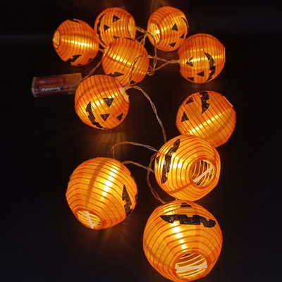 Pumpkin Lantern Solar String Light Contemporary Plastic Courtyard LED Fairy Lighting in Orange