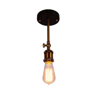 Single-Bulb Wall Lighting Fixture Vintage Bare Bulb Iron Wall Mounted Lamp in Brass