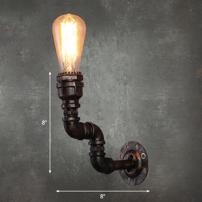Single-Bulb Wall Sconce Industrial Water Pipe Iron Wall Mount Light Fixture in Bronze
