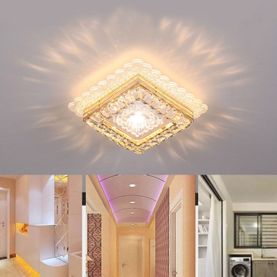 Small Flush Mount Lamp Simplicity Crystal Clear LED Ceiling Flush Light for Entryway