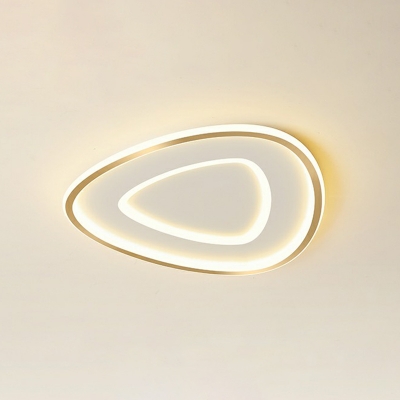 Triangular LED Flush Ceiling Light Minimalism Metal Gold Finish Flushmount for Bedroom