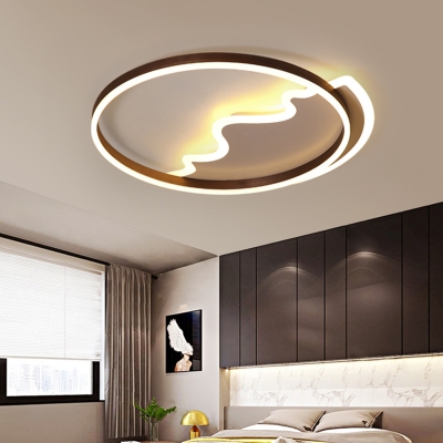 Wavy Flush Light Modern Style Acrylic Bedroom Flush Mount Ceiling Lighting in Coffee