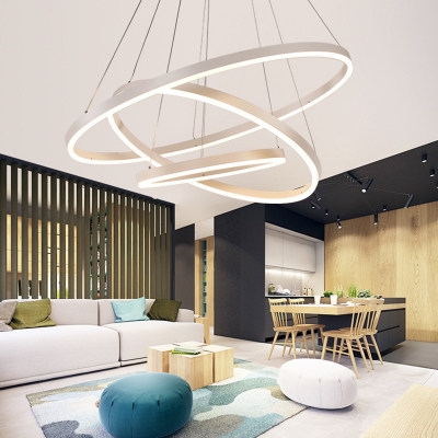 Acrylic Layered Loop Chandelier Pendant Light Contemporary LED Hanging Light for Living Room