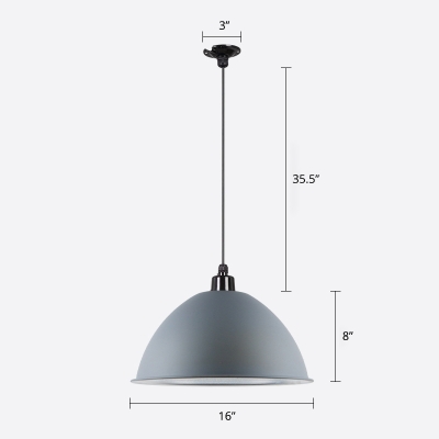 Aluminum Bowl Pendant Lighting Macaron Single-Bulb Hanging Lamp Kit with Rolled Edge