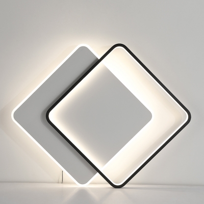 Aluminum Square Shape Flush Light Modern Style Black LED Flush Ceiling Light Fixture