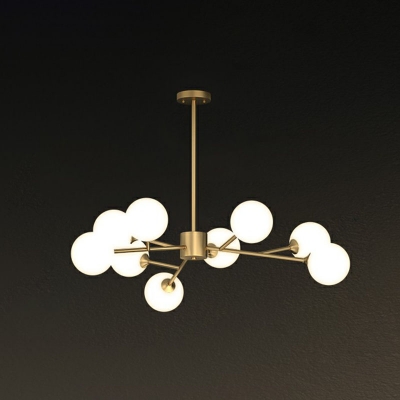 Ball Cream Glass Chandelier Light Simplicity Gold LED Pendant Light Fixture for Living Room