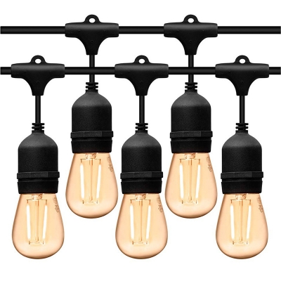Bare Bulb LED Fairy Light Modern Plastic Black Solar Powered String Lighting for Outdoor
