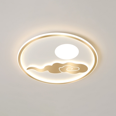 Cloud Shape LED Flush Mount Modern Metal Gold Flushmount Ceiling Light for Bedroom