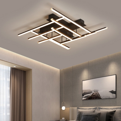 Crisscross Acrylic Semi Flush Mount Light Simple Style Black LED Ceiling Fixture for Bedroom
