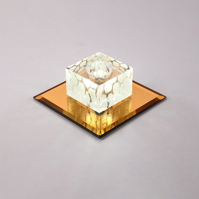 Cubic Mini Flush Ceiling Light Modern Crystal Clear LED Flush Mount Recessed Lighting