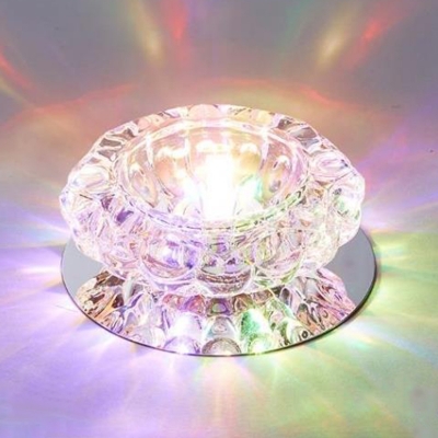 Cut Crystal Flower Flush Mounted Light Simplicity Clear Led Surface Mount Ceiling Light