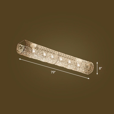 Cylinder Corridor Flushmount Ceiling Lamp Bamboo Minimalistic Flush-Mount Light Fixture